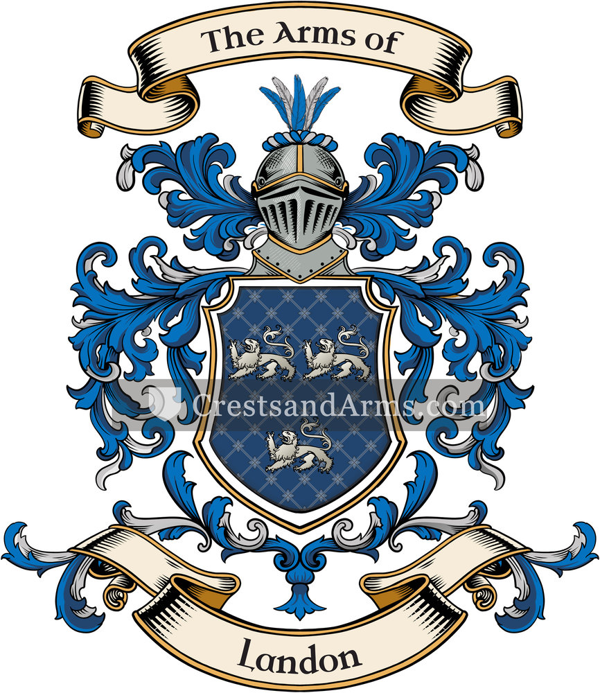 The Landon coat of arms, drawn from the recorded blazon