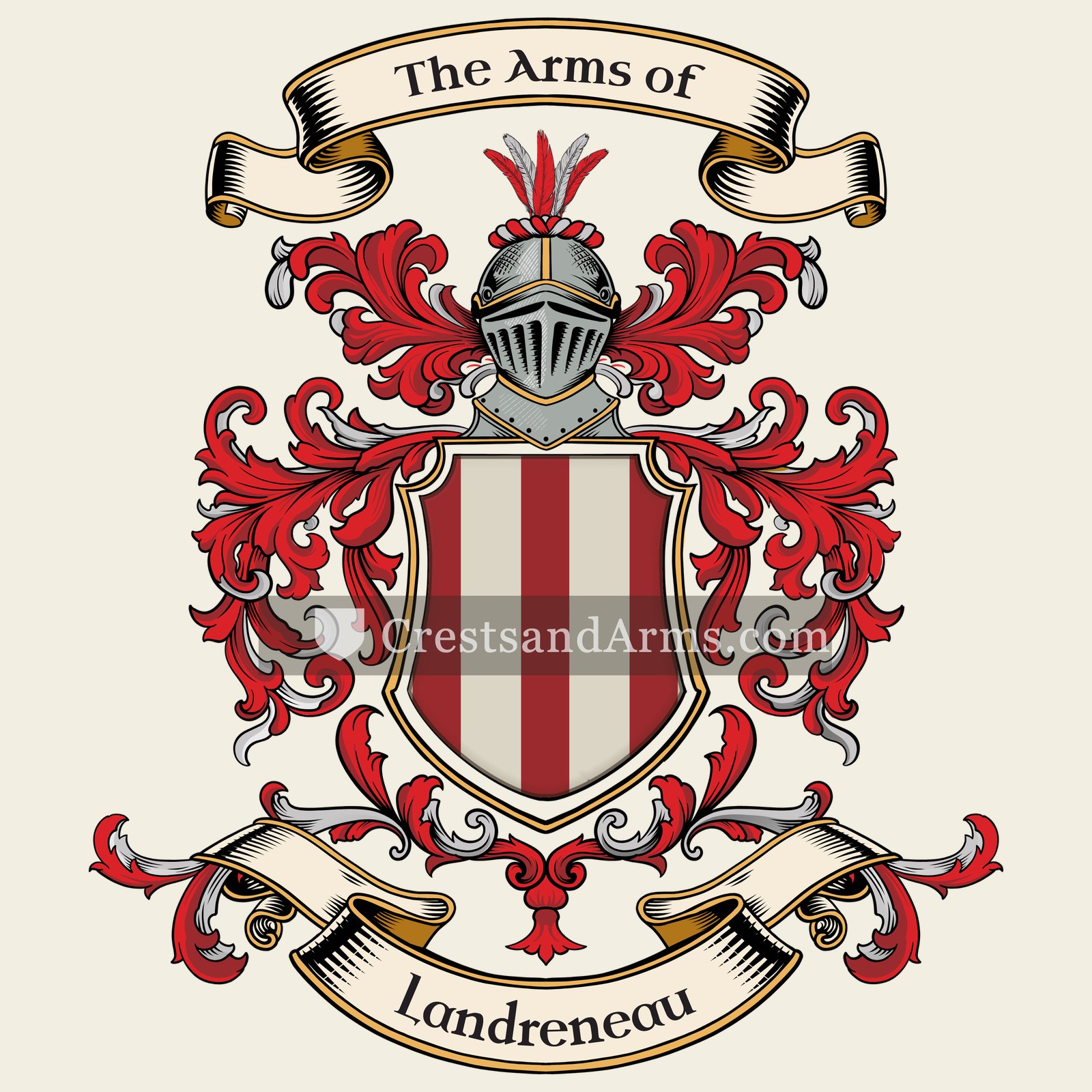 The Landreneau coat of arms, drawn from the recorded blazon