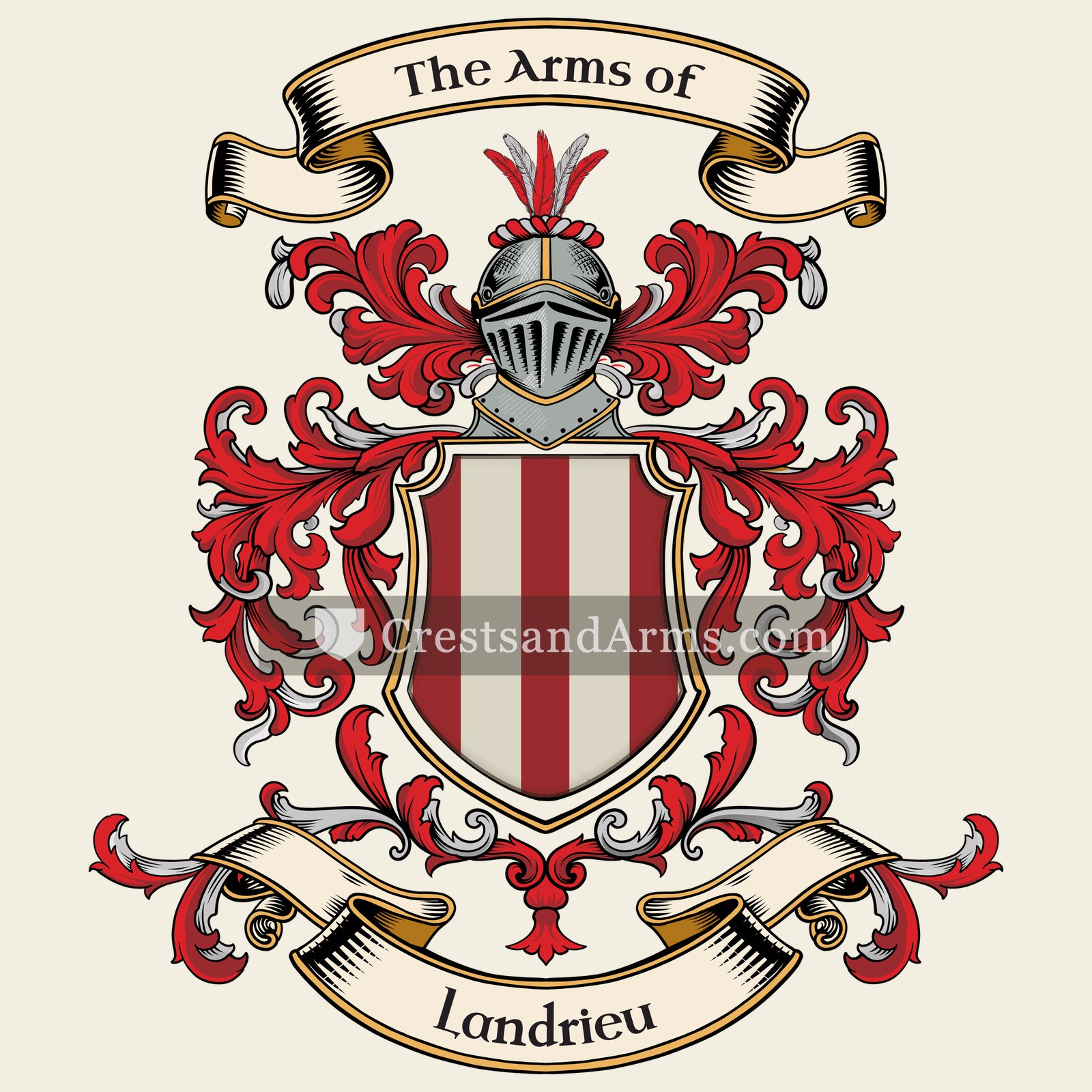 The Landrieu coat of arms, drawn from the recorded blazon
