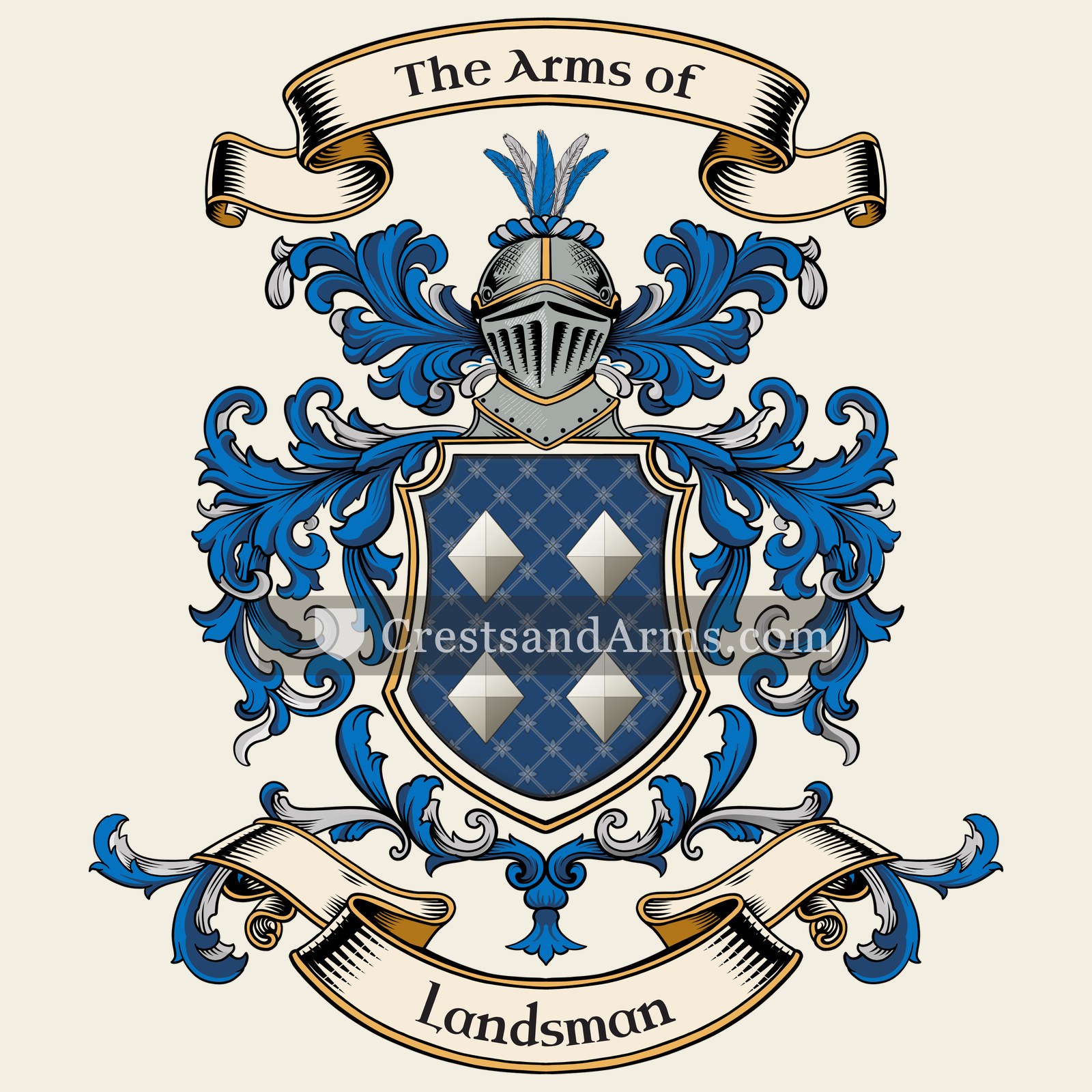 The Landsman coat of arms, drawn from the recorded blazon