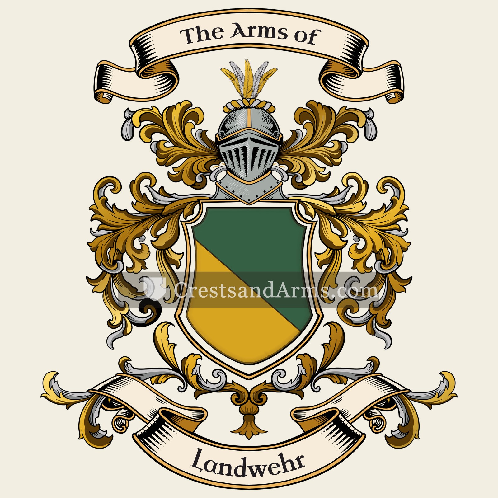 The Landwehr coat of arms, drawn from the recorded blazon