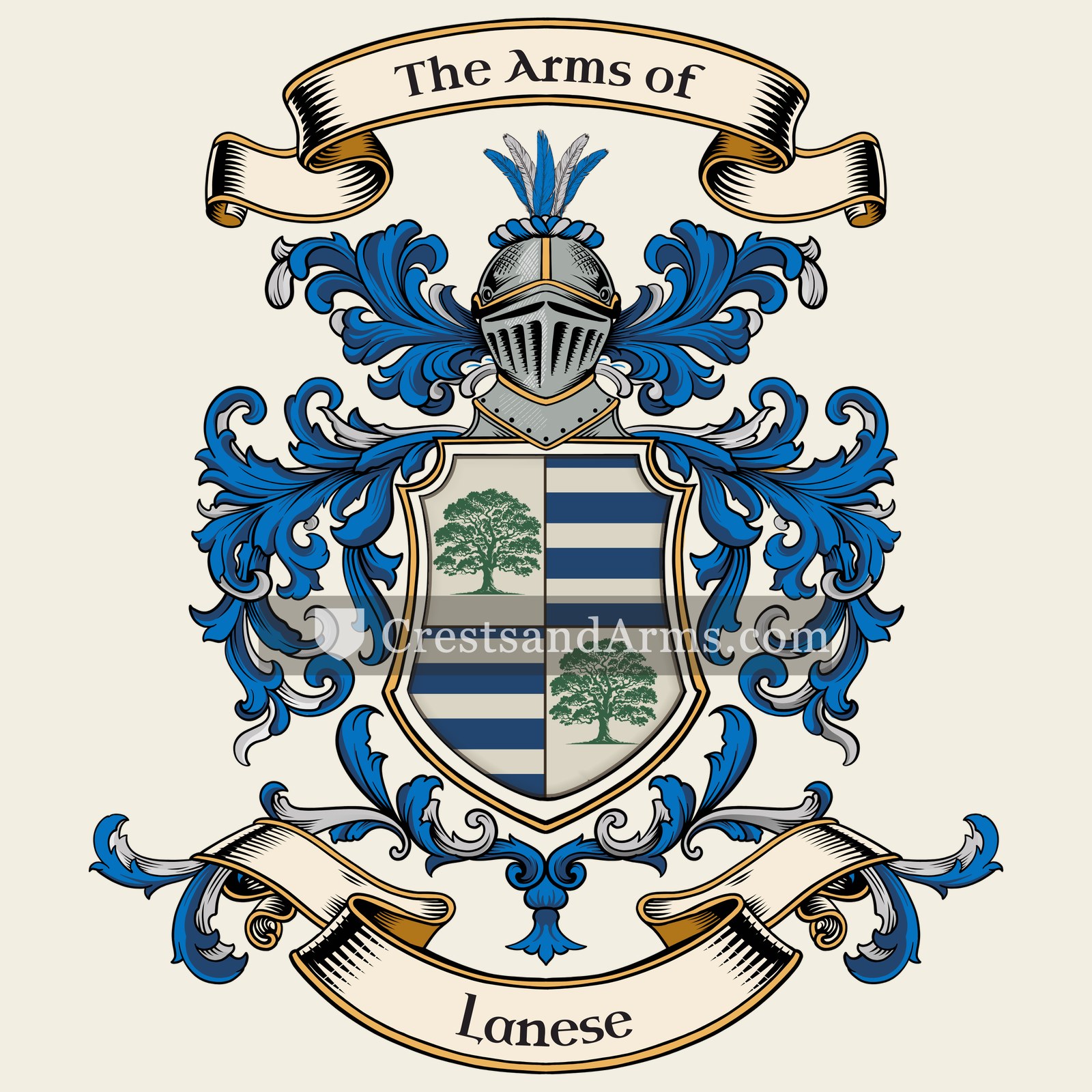 The Lanese coat of arms, drawn from the recorded blazon