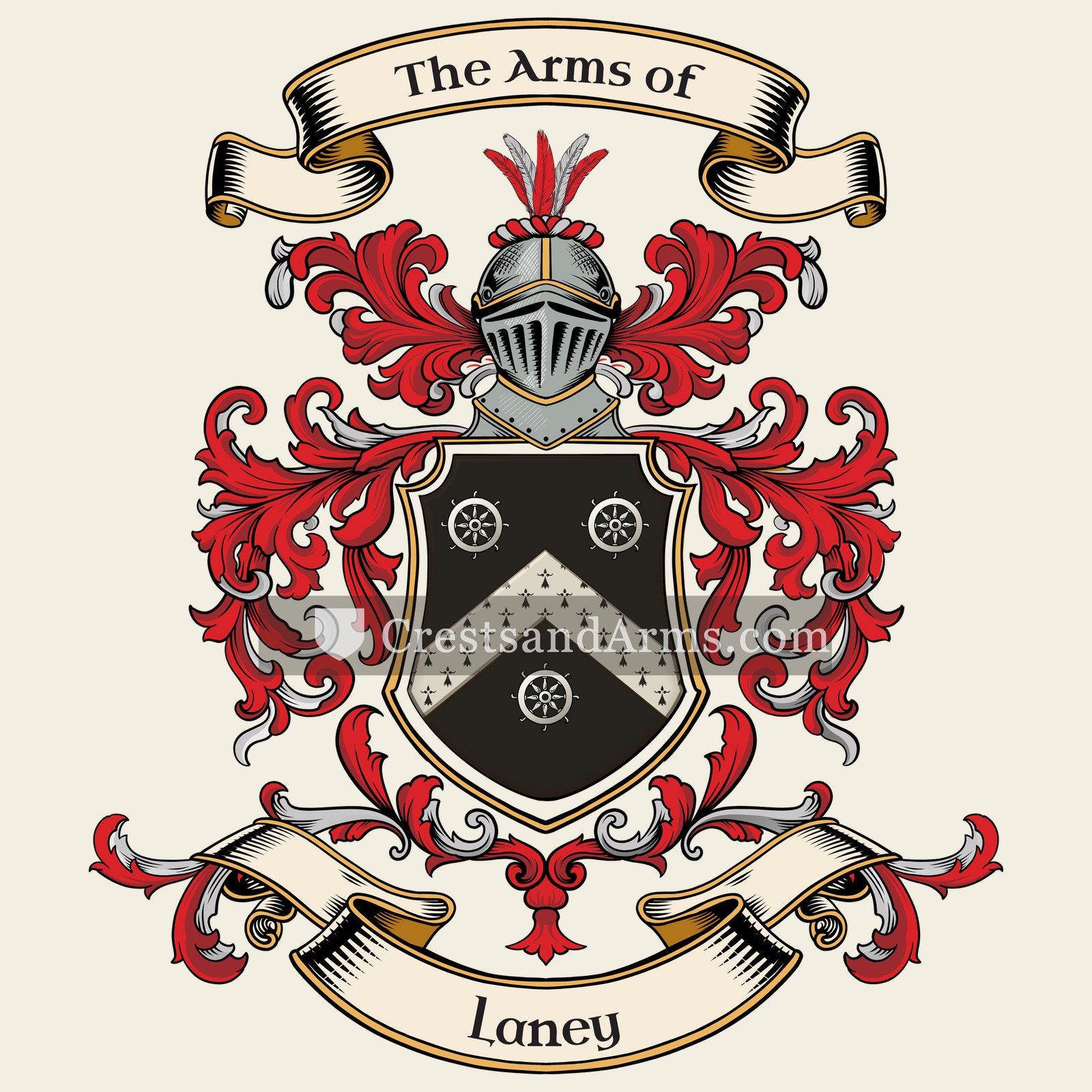 The Laney coat of arms, drawn from the recorded blazon