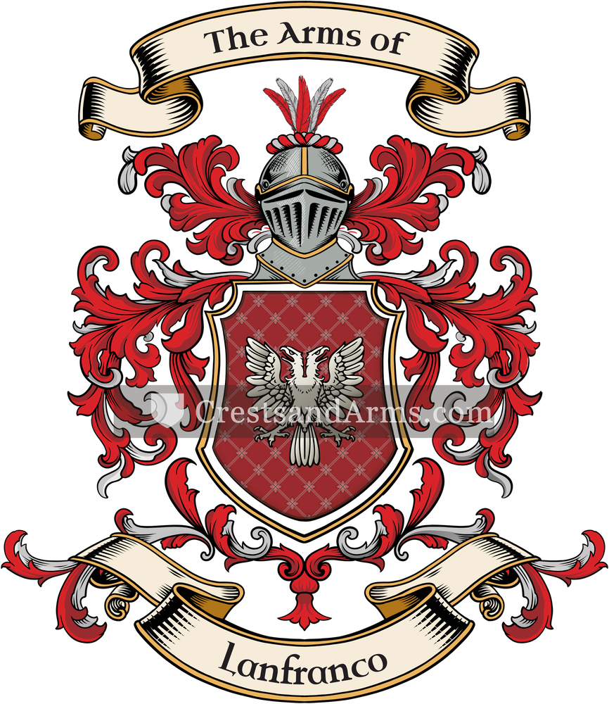 The Lanfranco coat of arms, drawn from the recorded blazon