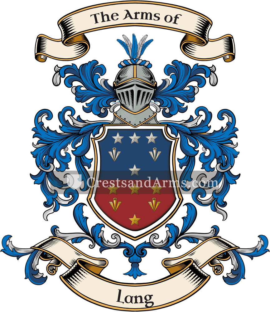 The Lang coat of arms, drawn from the recorded blazon