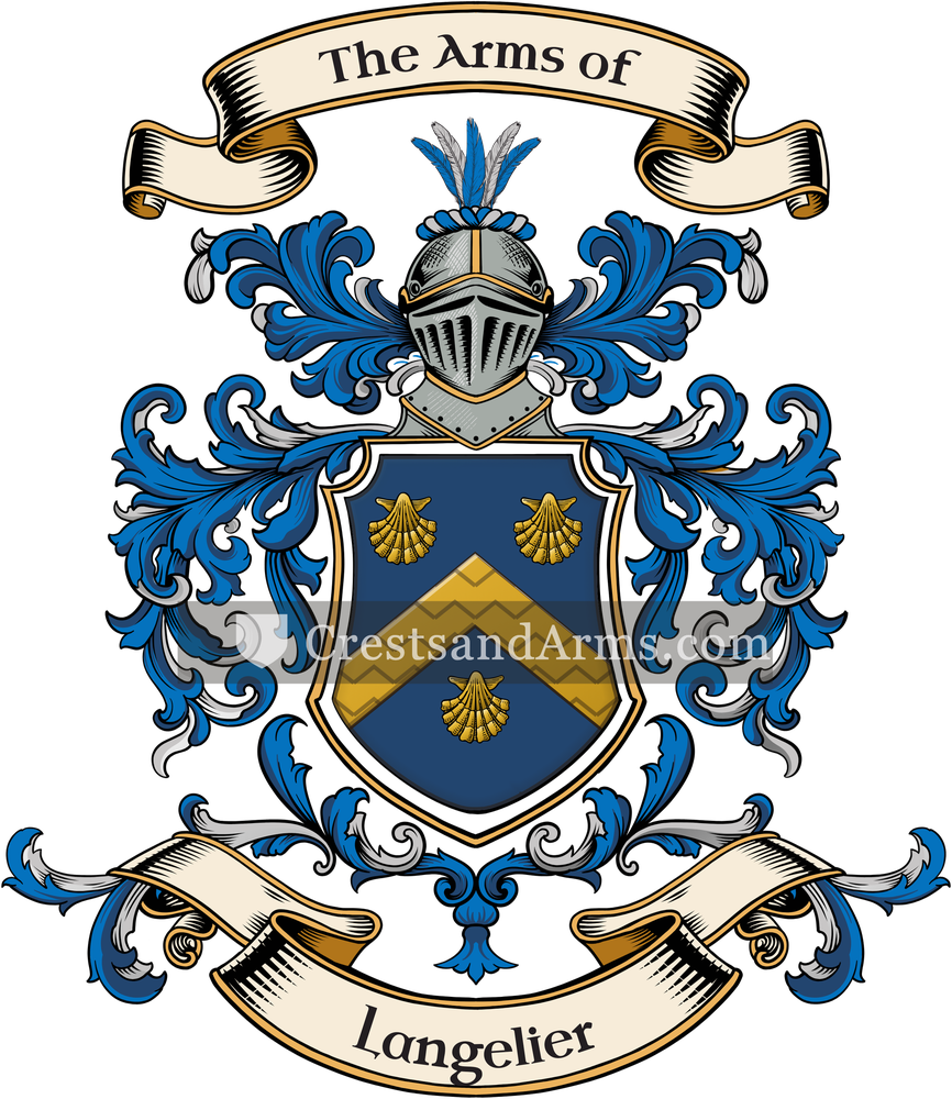 The Langelier coat of arms, drawn from the recorded blazon