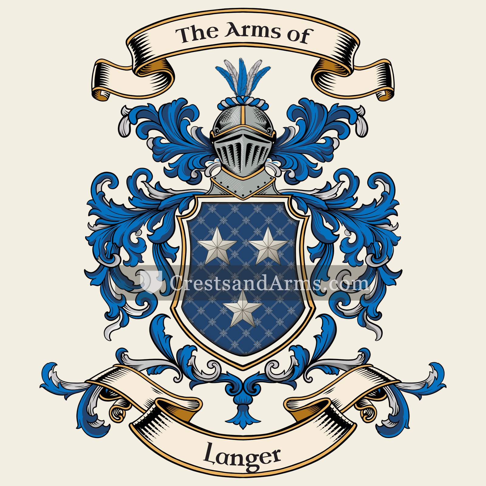 The Langer coat of arms, drawn from the recorded blazon