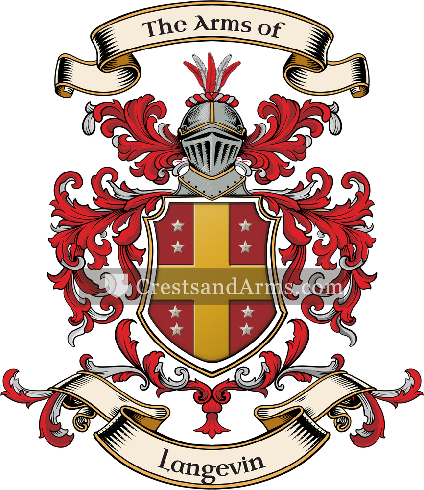 The Langevin coat of arms, drawn from the recorded blazon