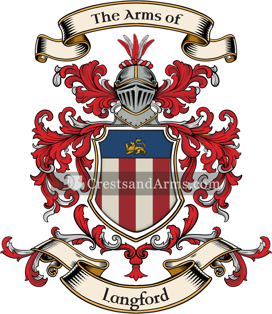 The Langford coat of arms, drawn from the recorded blazon
