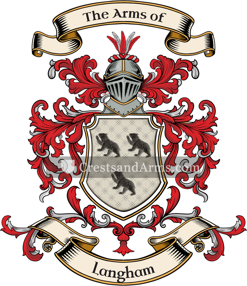 The Langham coat of arms, drawn from the recorded blazon