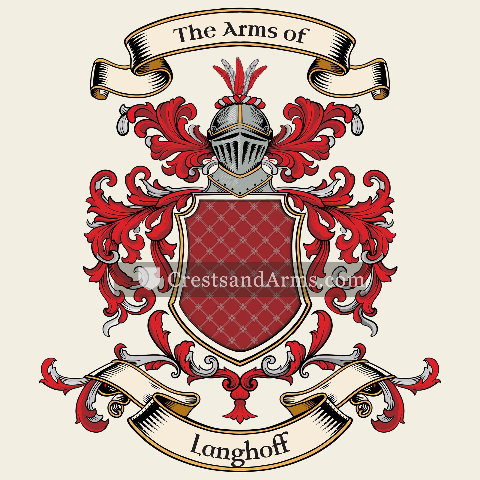 The Langhoff coat of arms, drawn from the recorded blazon