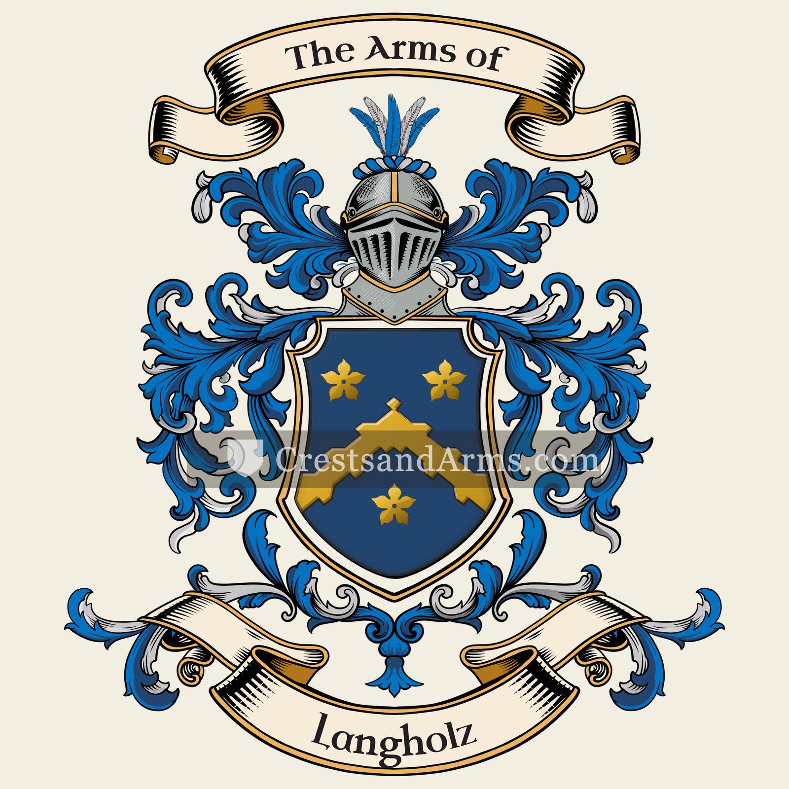 The Langholz coat of arms, drawn from the recorded blazon