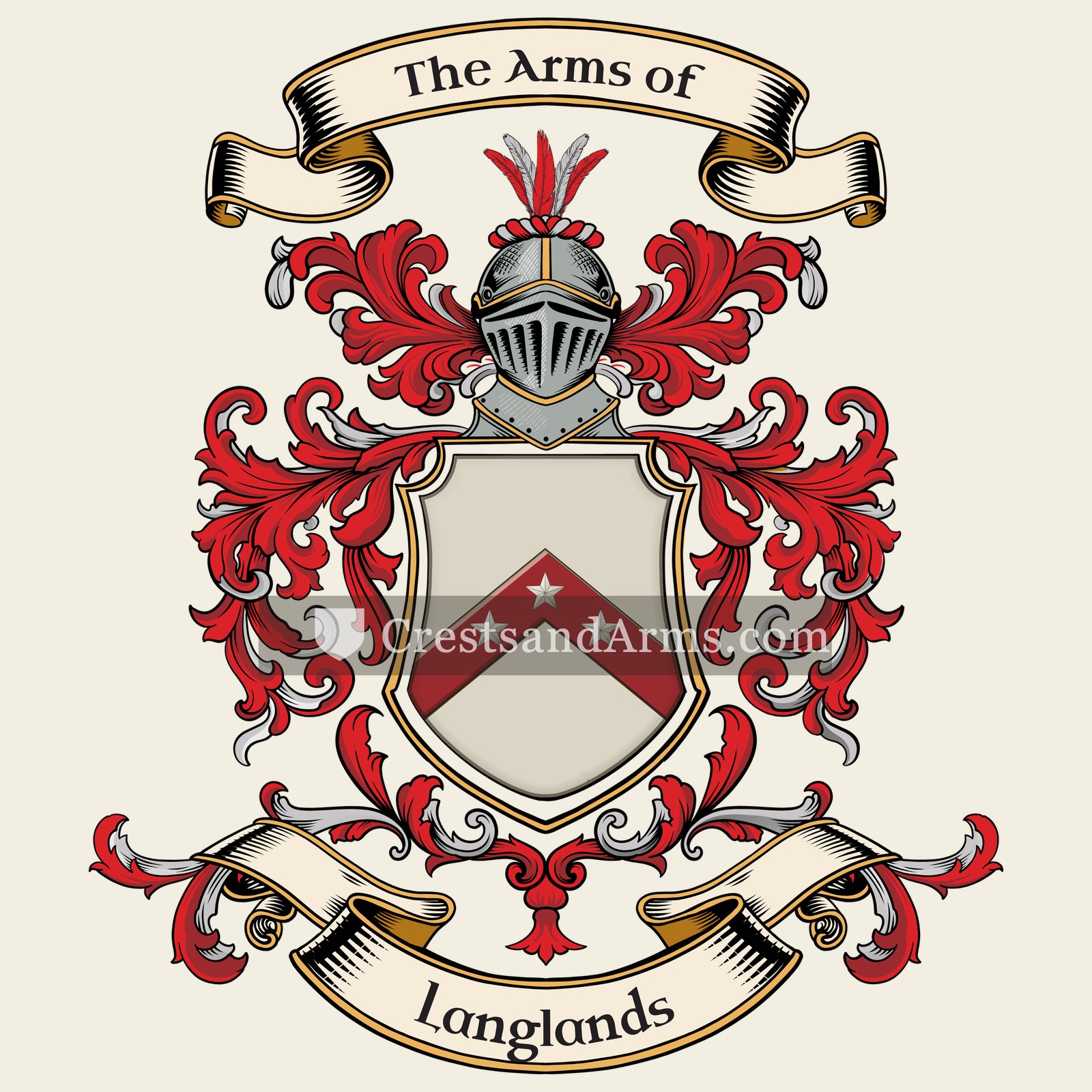 The Langlands coat of arms, drawn from the recorded blazon
