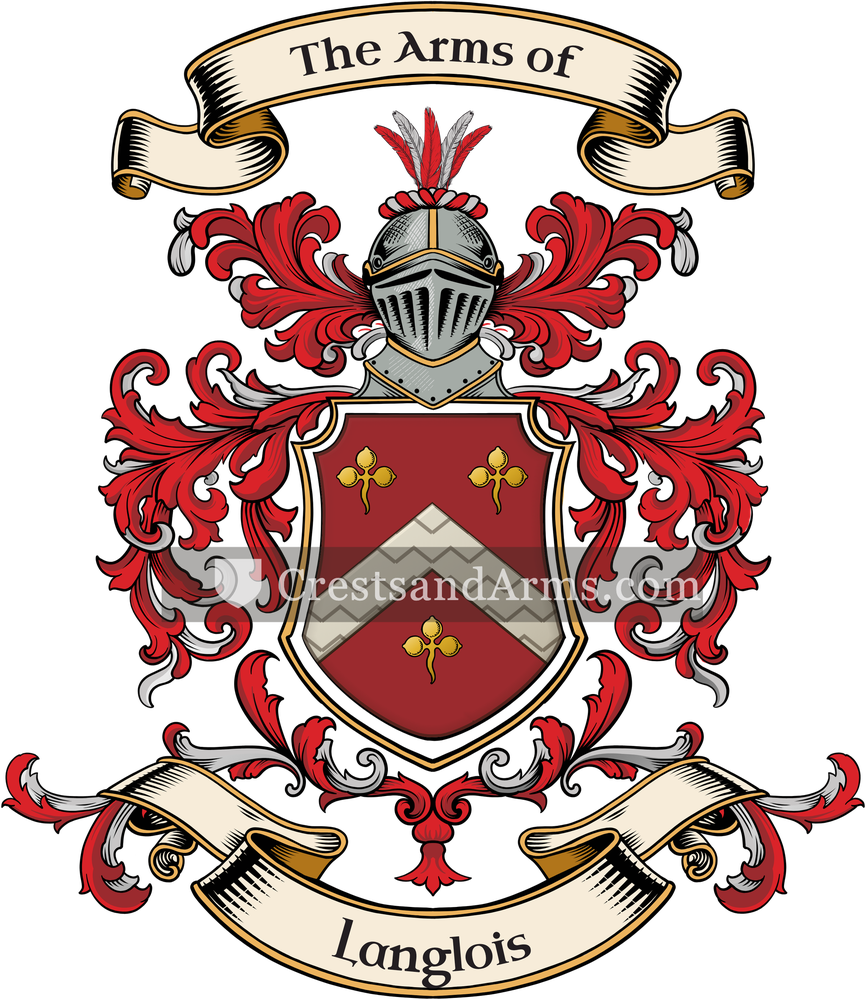 The Langlois coat of arms, drawn from the recorded blazon