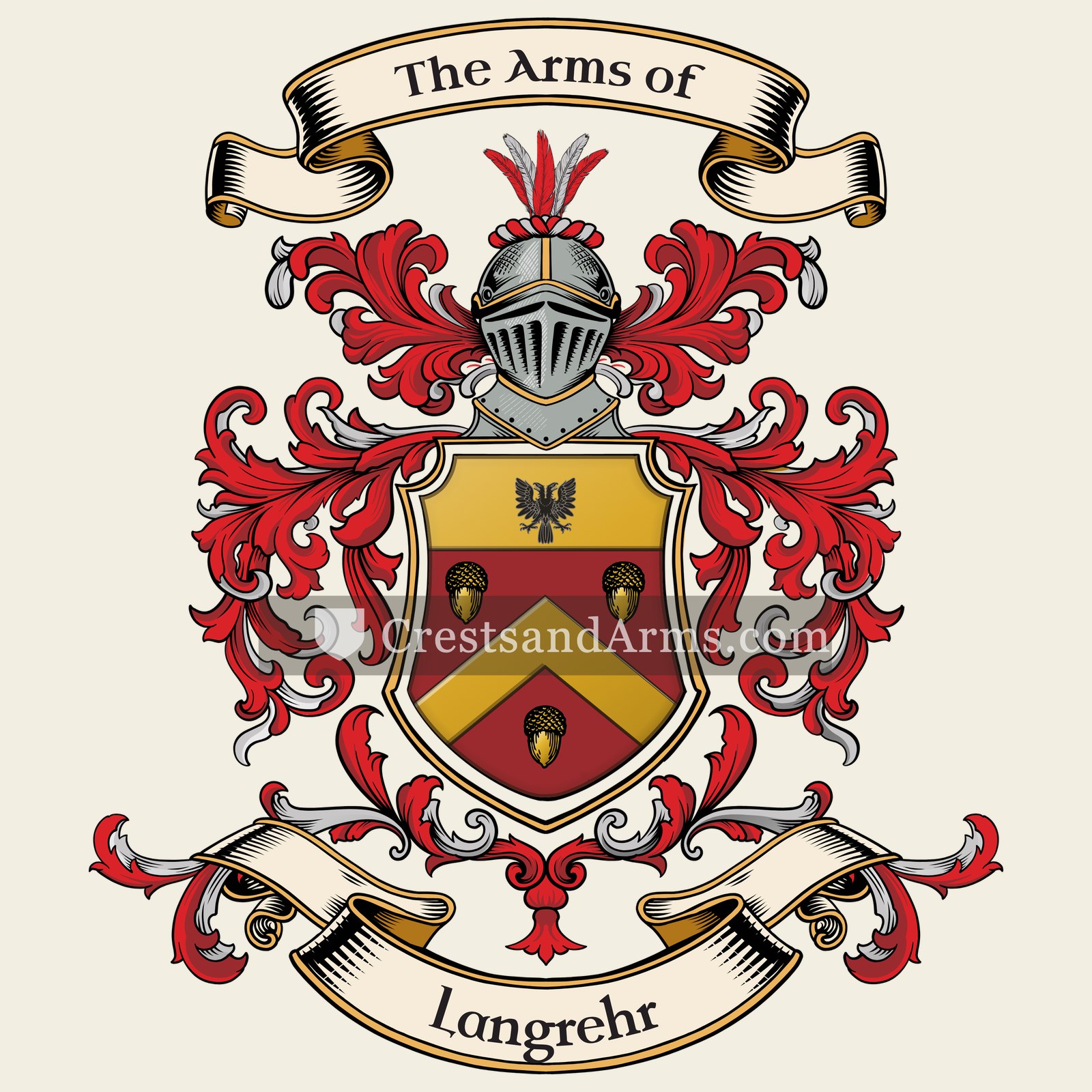 The Langrehr coat of arms, drawn from the recorded blazon