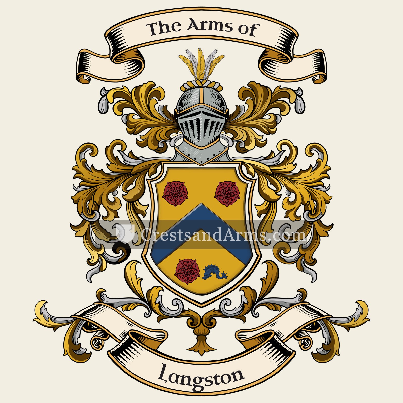 The Langston coat of arms, drawn from the recorded blazon