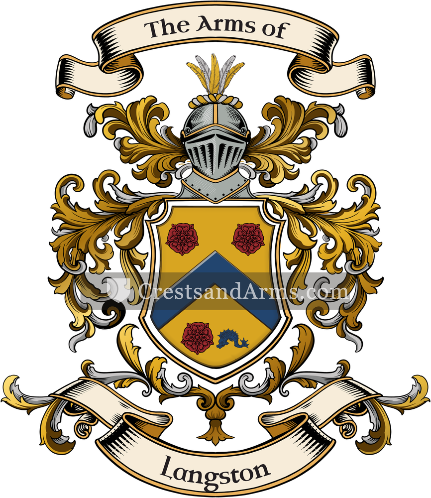 The Langston coat of arms, drawn from the recorded blazon