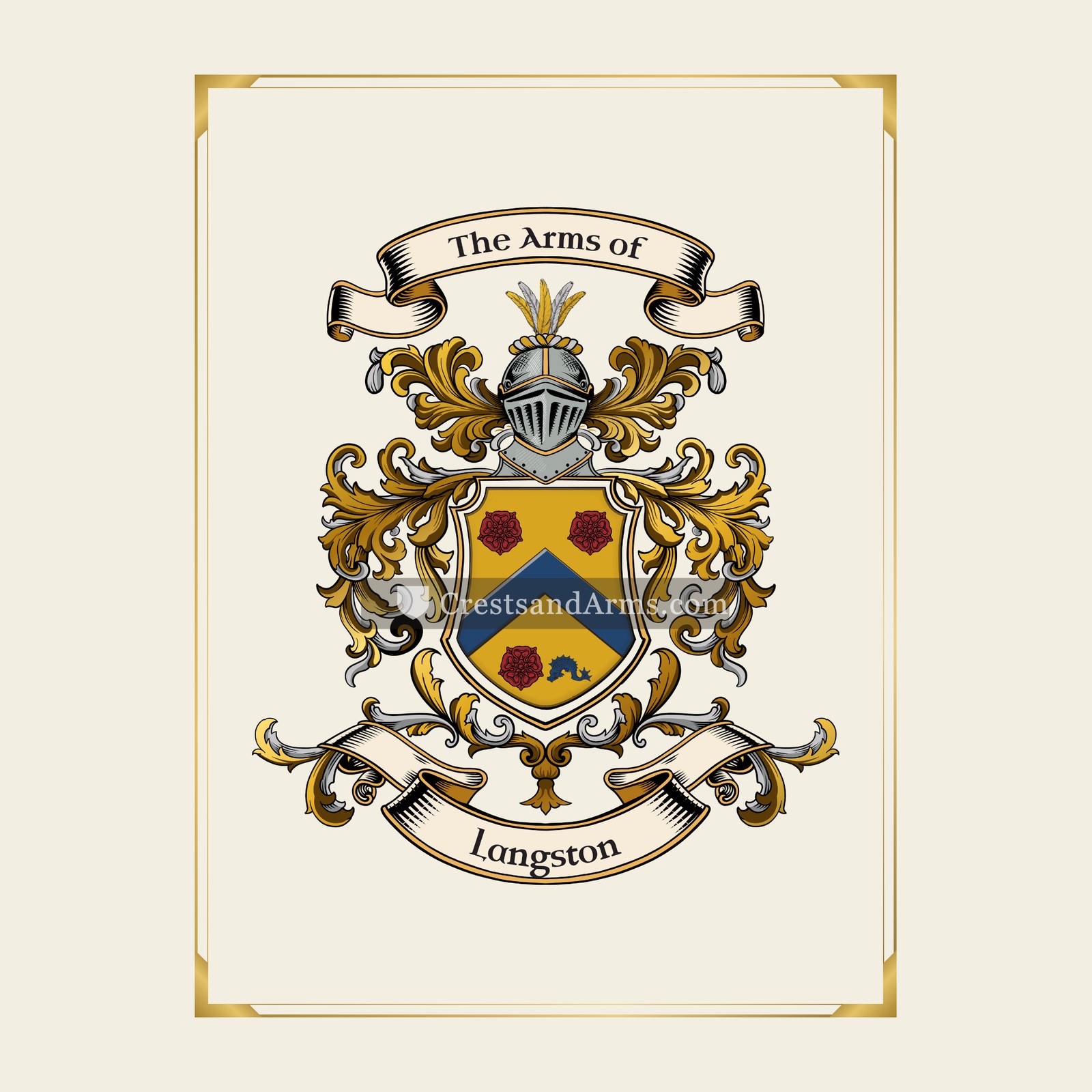 With gold border