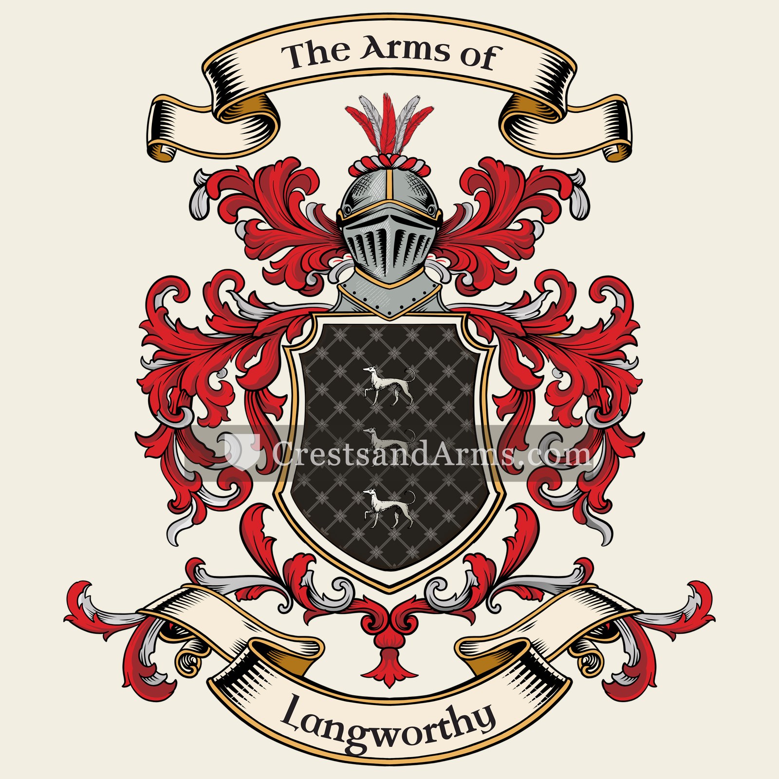 The Langworthy coat of arms, drawn from the recorded blazon