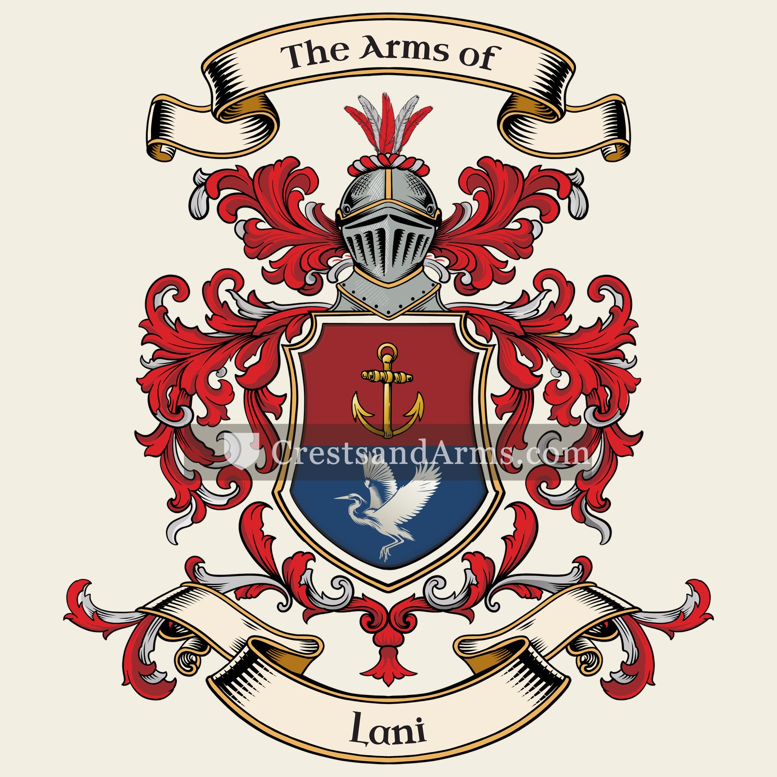 The Lani coat of arms, drawn from the recorded blazon