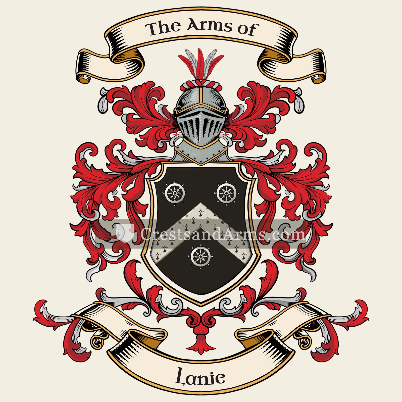 The Lanie coat of arms, drawn from the recorded blazon