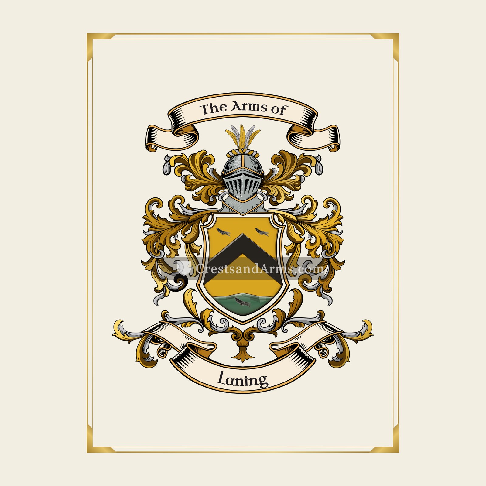With gold border