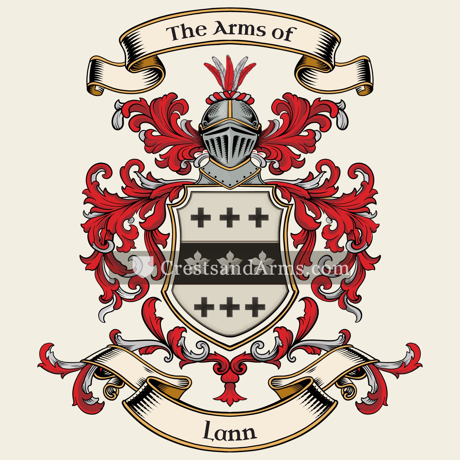The Lann coat of arms, drawn from the recorded blazon