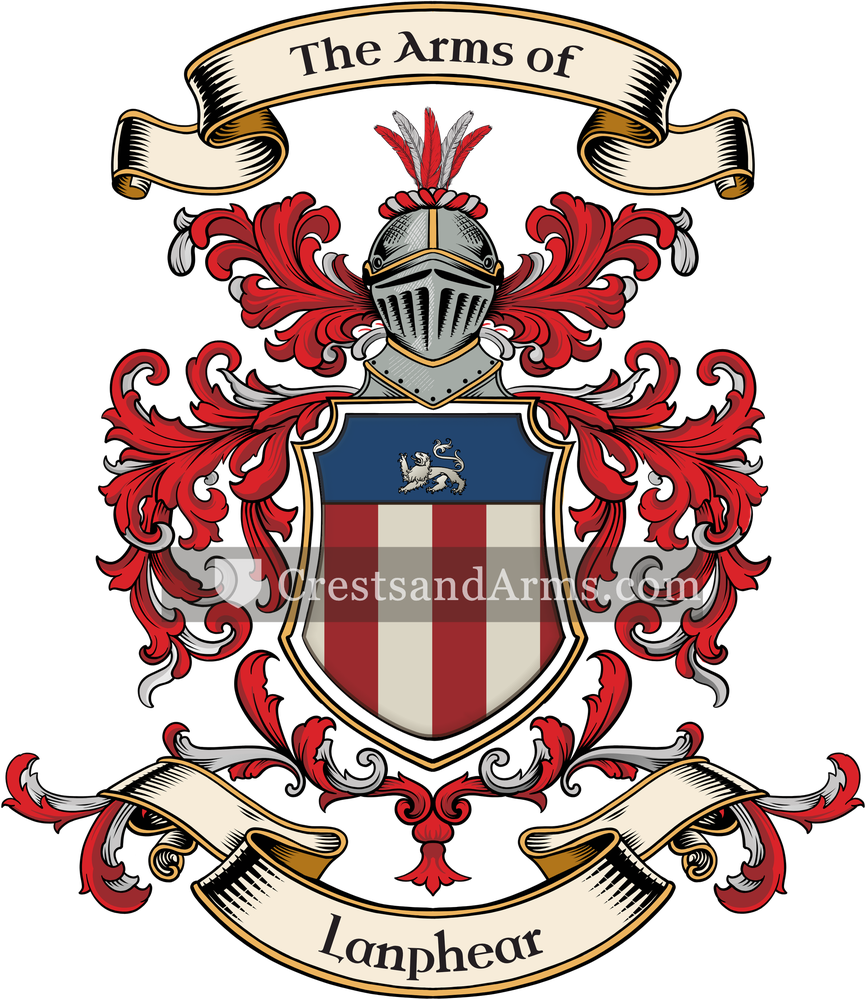 The Lanphear coat of arms, drawn from the recorded blazon