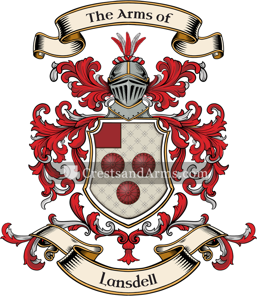 The Lansdell coat of arms, drawn from the recorded blazon