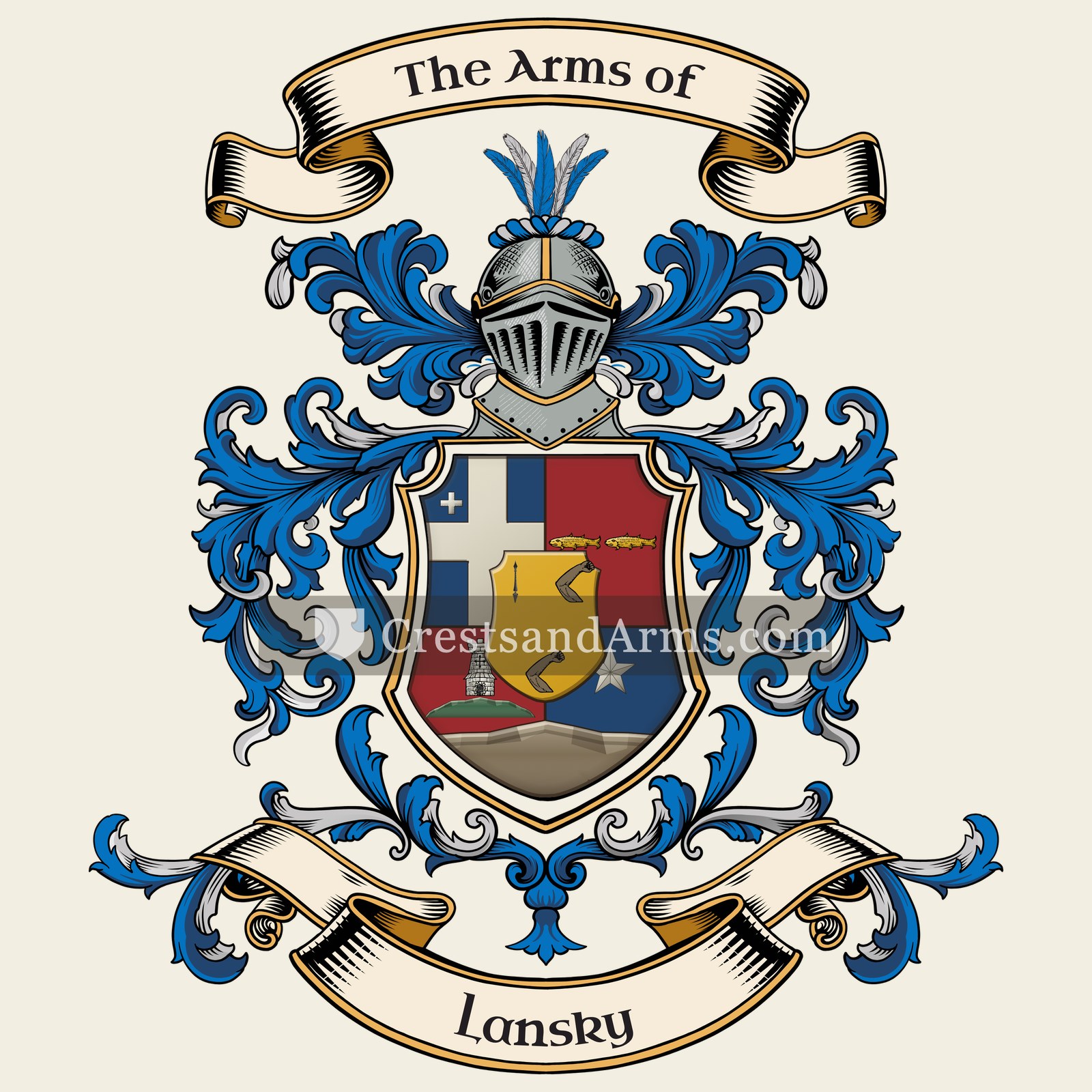 The Lansky coat of arms, drawn from the recorded blazon