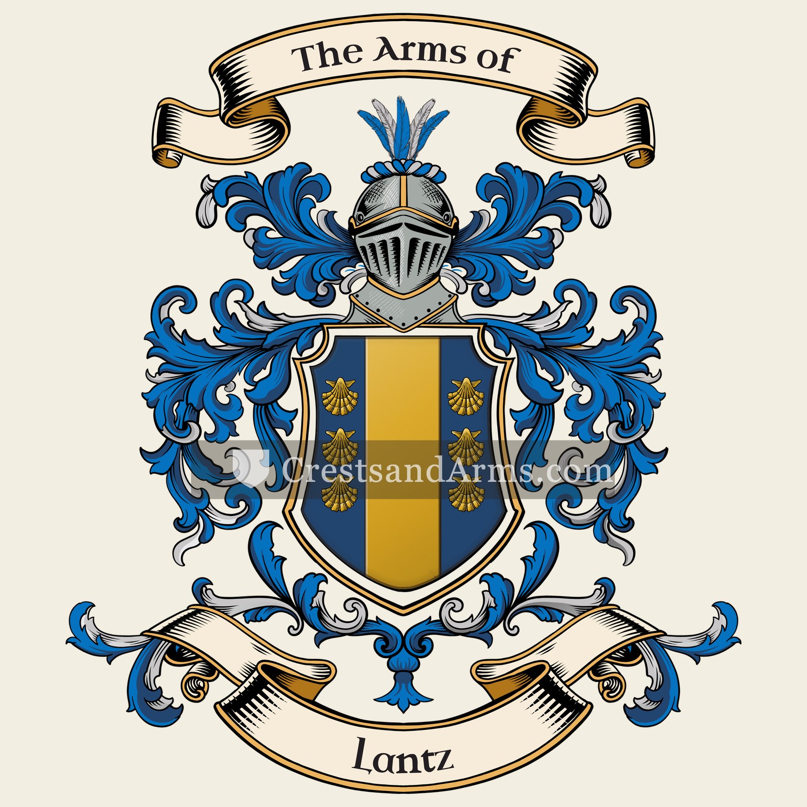 The Lantz coat of arms, drawn from the recorded blazon