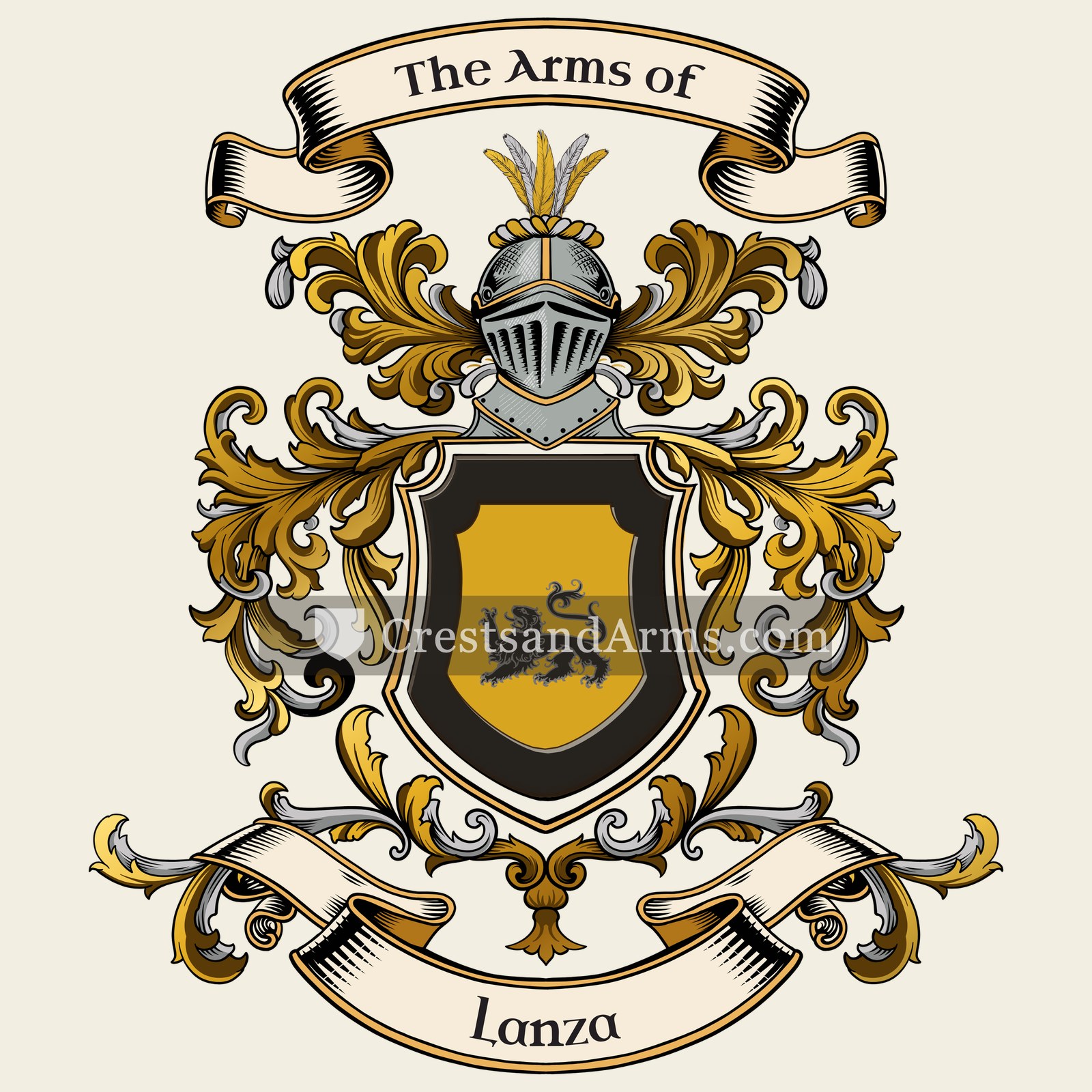 The Lanza coat of arms, drawn from the recorded blazon