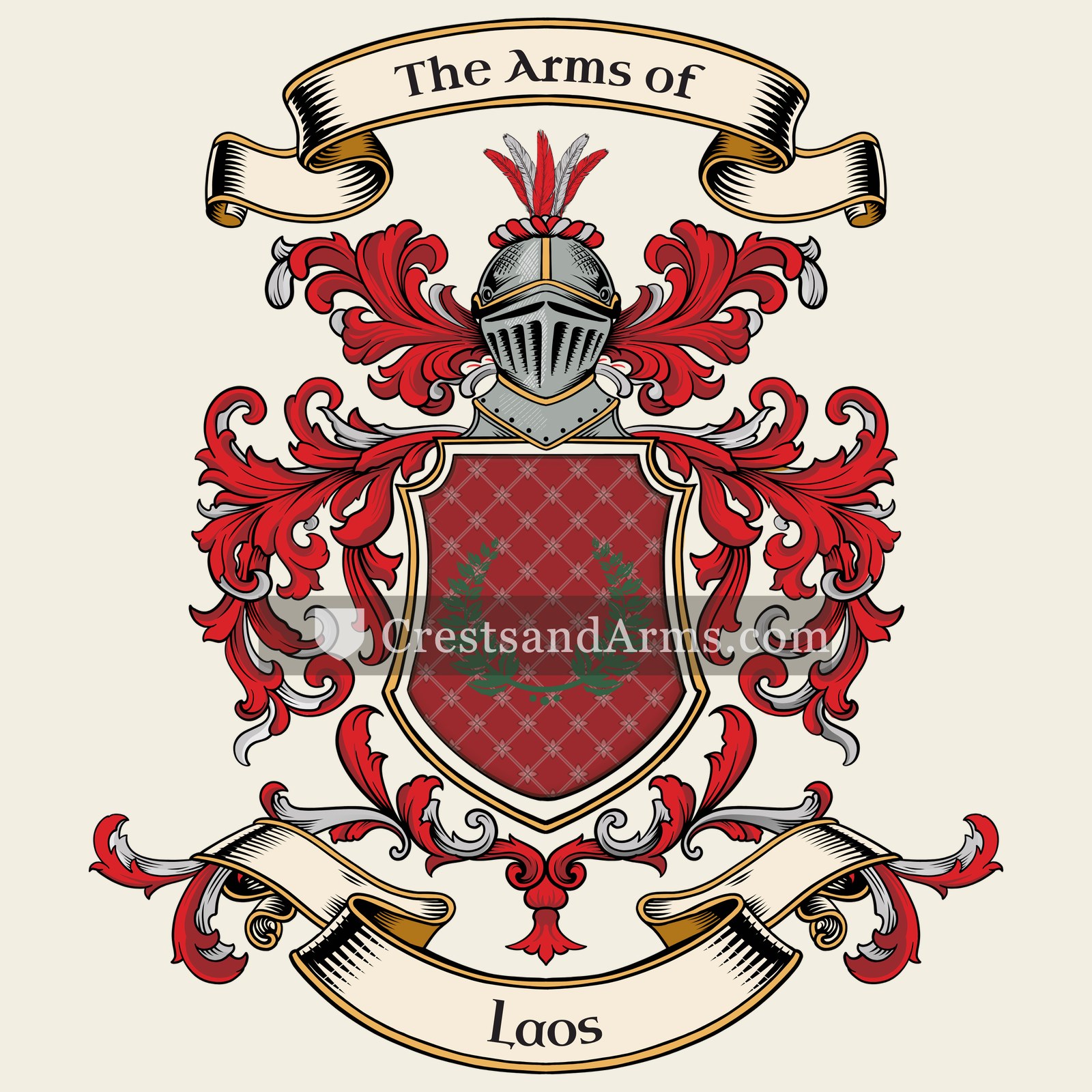 The Laos coat of arms, drawn from the recorded blazon