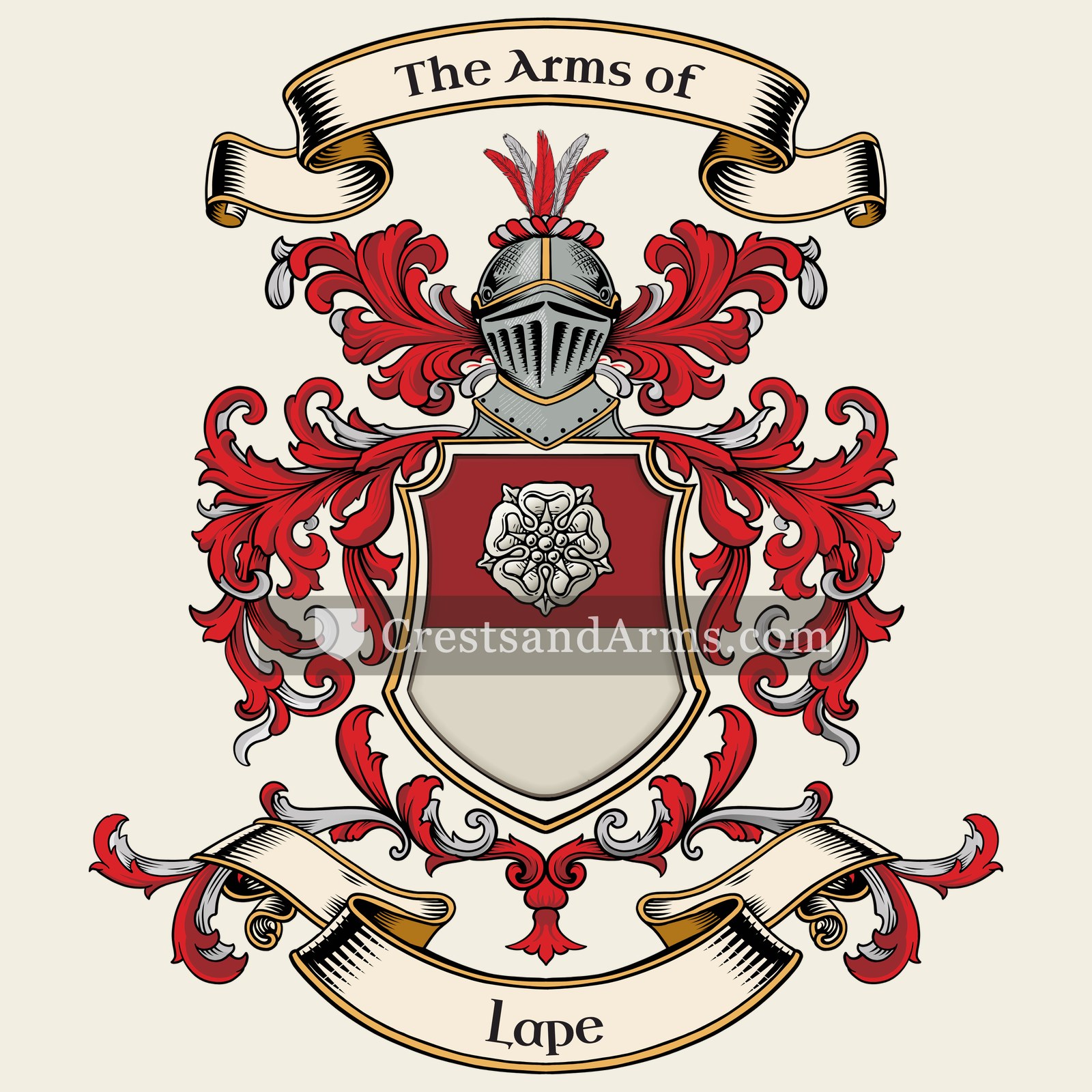 The Lape coat of arms, drawn from the recorded blazon