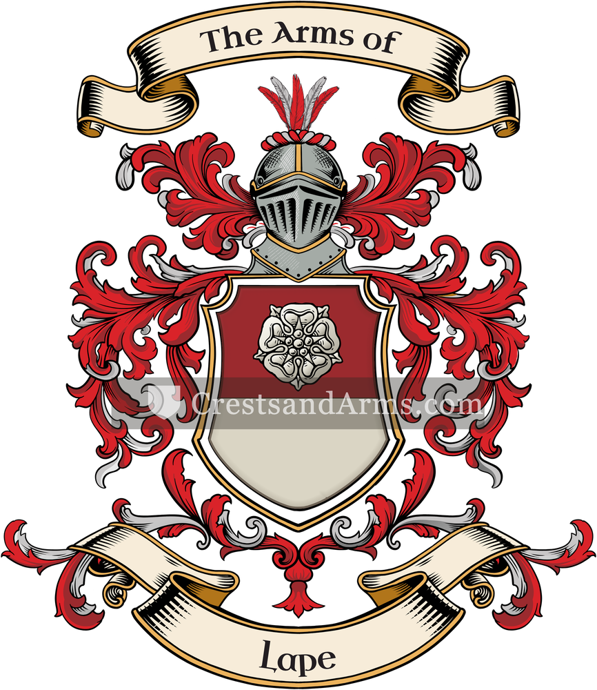 The Lape coat of arms, drawn from the recorded blazon