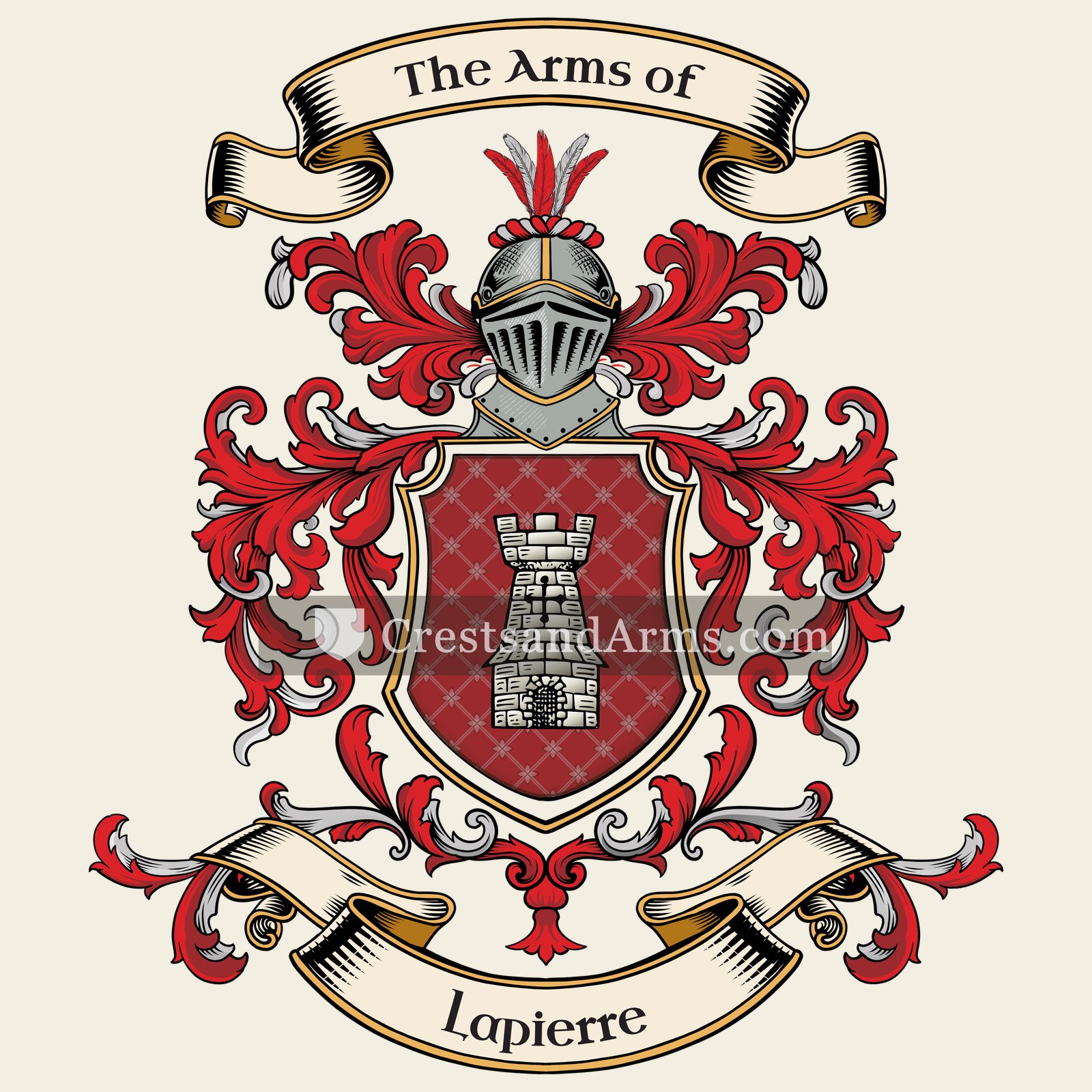 The Lapierre coat of arms, drawn from the recorded blazon