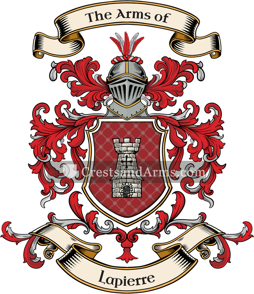The Lapierre coat of arms, drawn from the recorded blazon