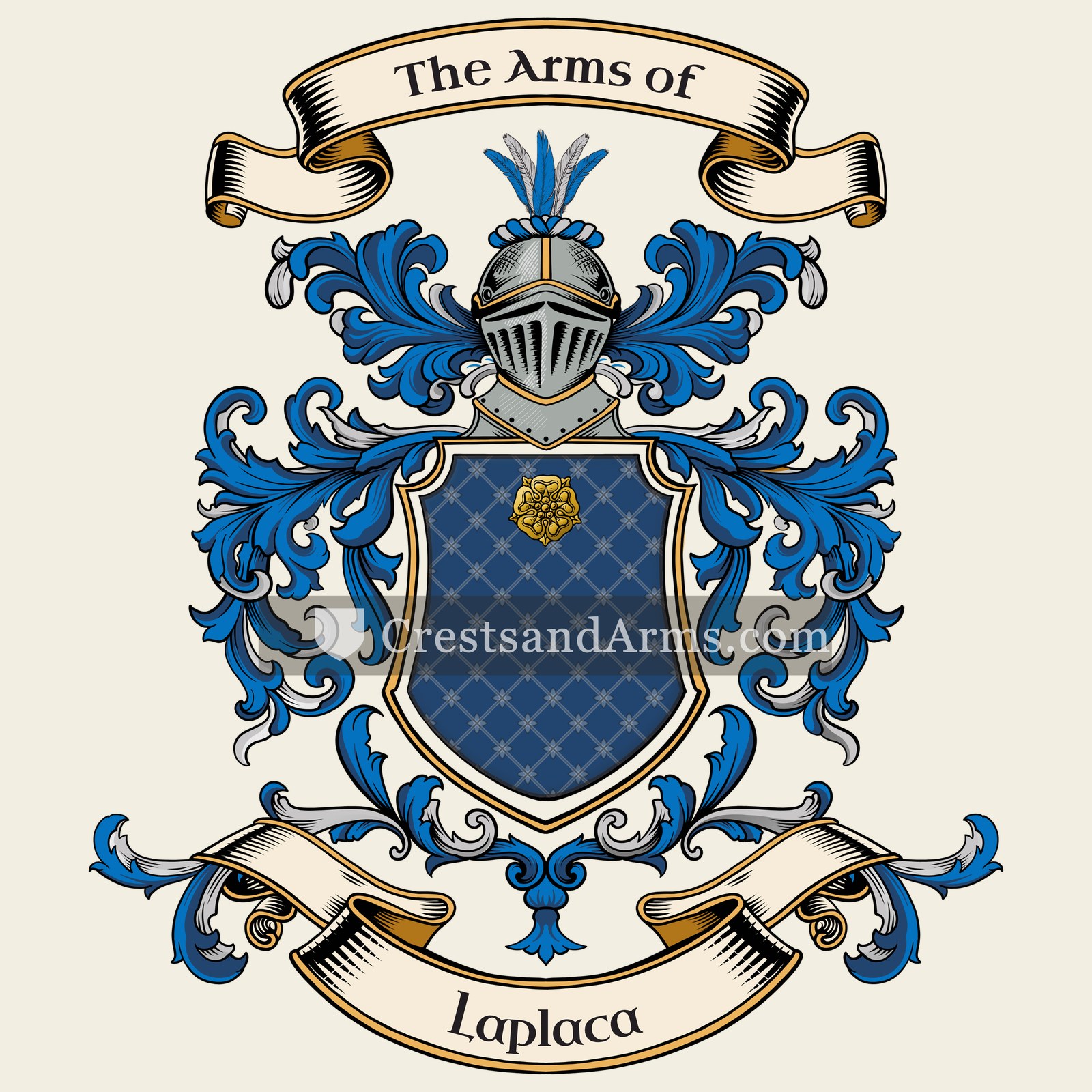 The Laplaca coat of arms, drawn from the recorded blazon