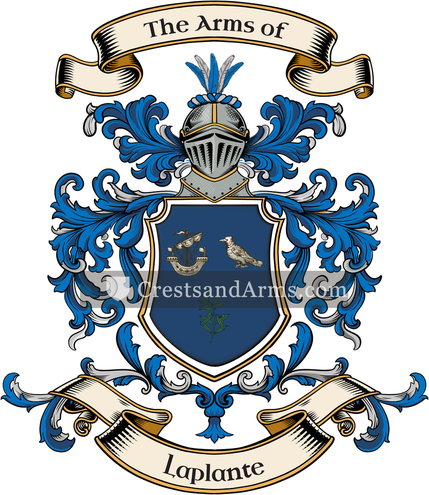 The Laplante coat of arms, drawn from the recorded blazon