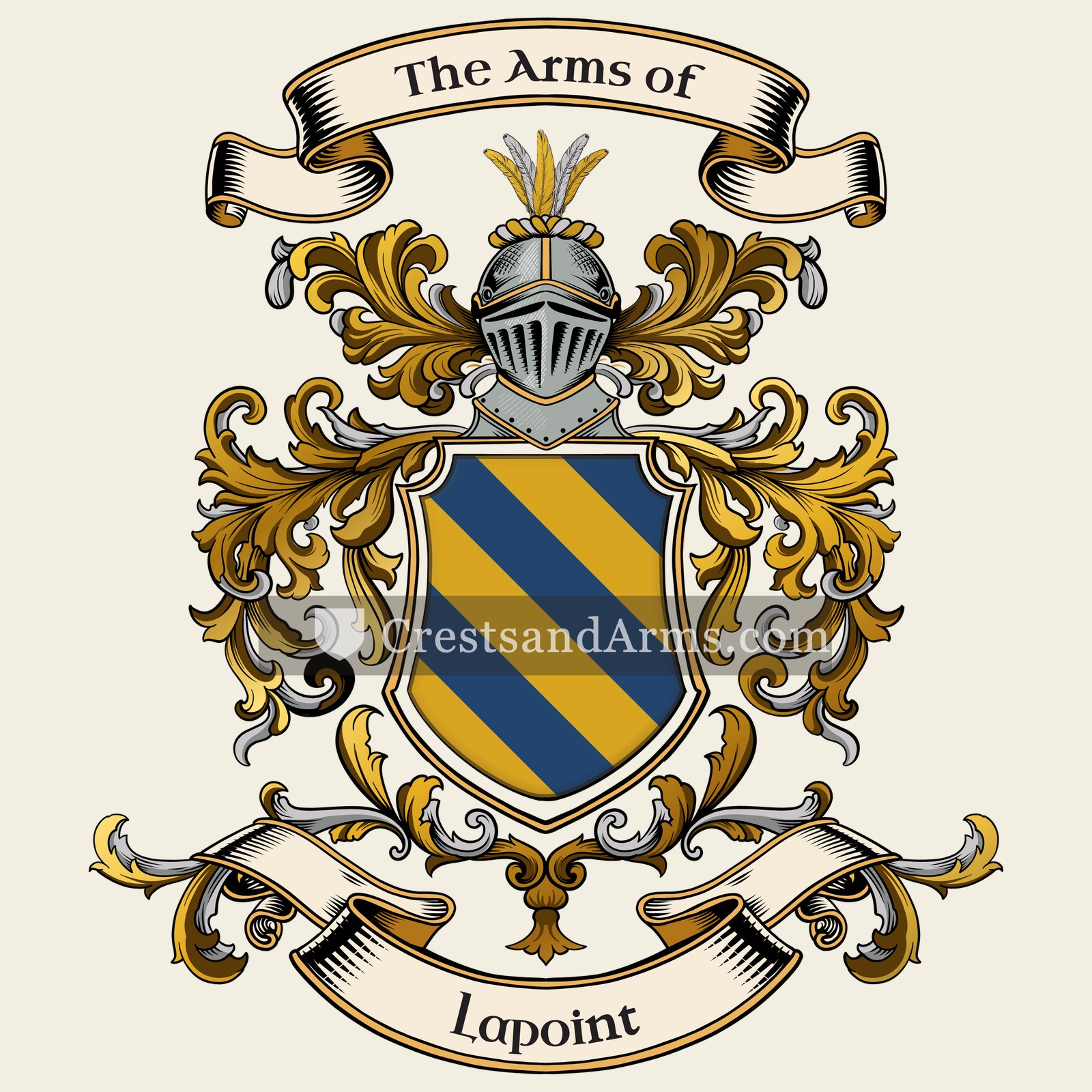 The Lapoint coat of arms, drawn from the recorded blazon