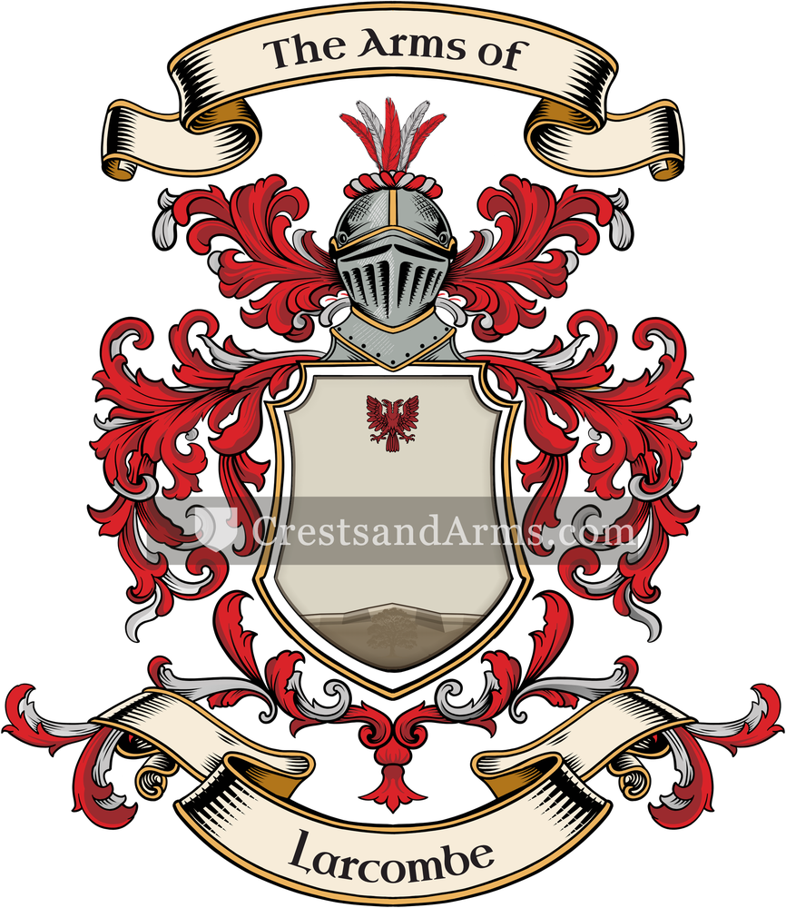 The Larcombe coat of arms, drawn from the recorded blazon