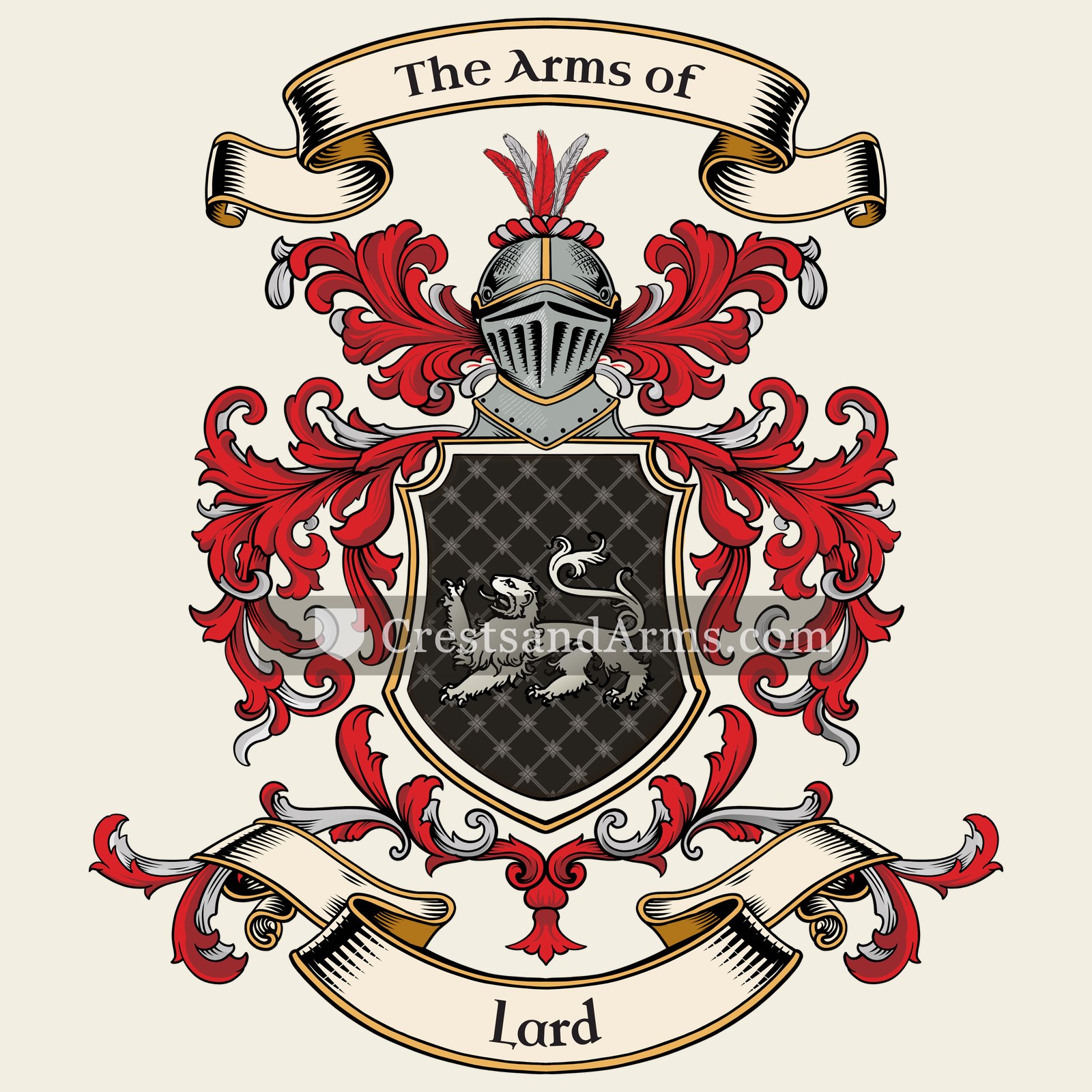 The Lard coat of arms, drawn from the recorded blazon