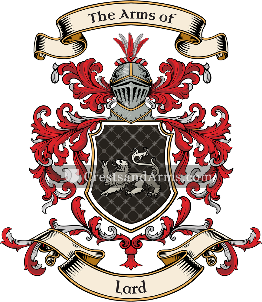 The Lard coat of arms, drawn from the recorded blazon