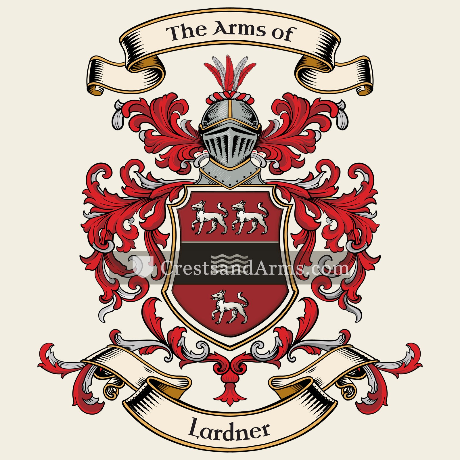 The Lardner coat of arms, drawn from the recorded blazon