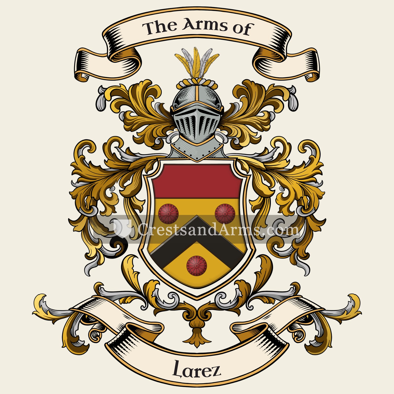 The Larez coat of arms, drawn from the recorded blazon