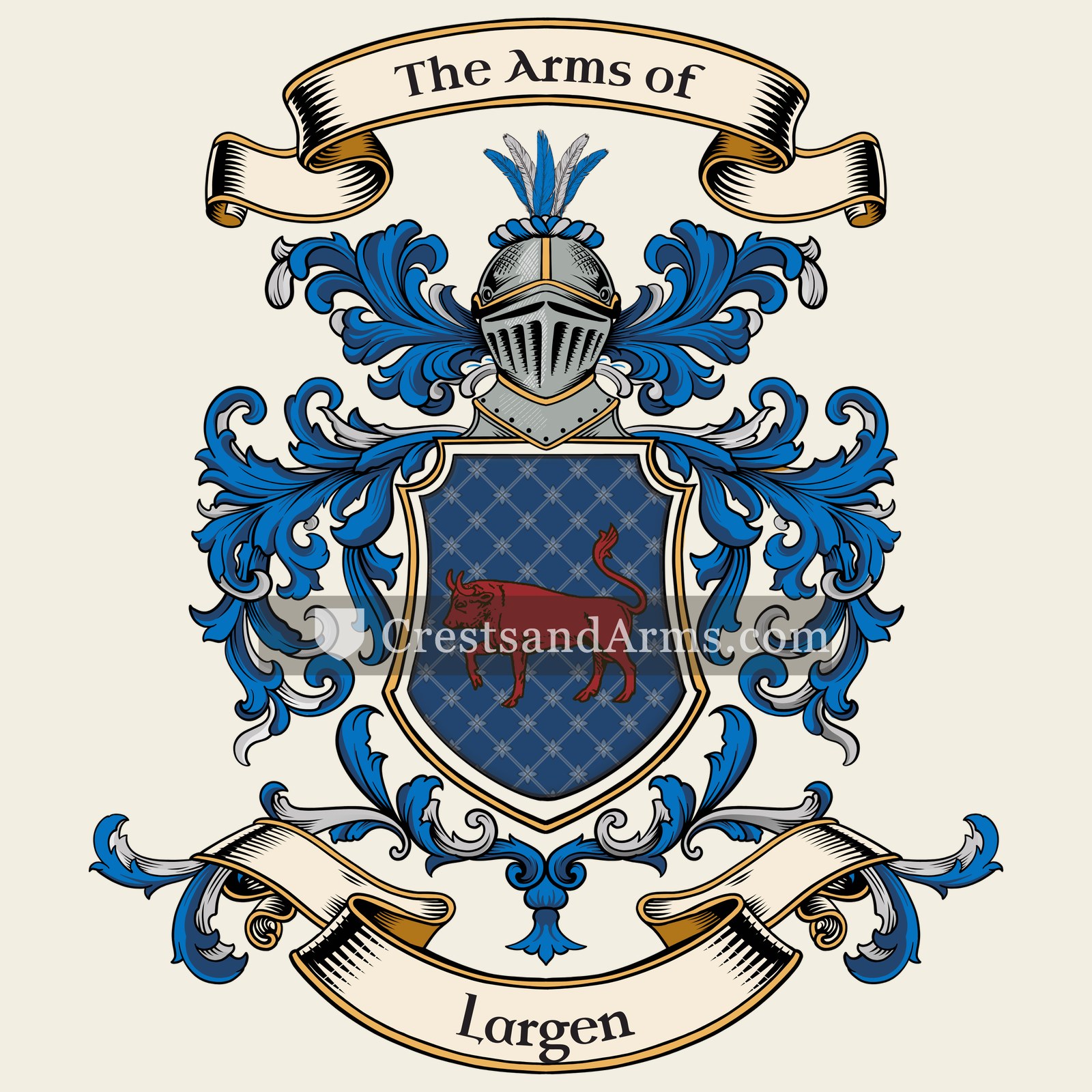 The Largen coat of arms, drawn from the recorded blazon