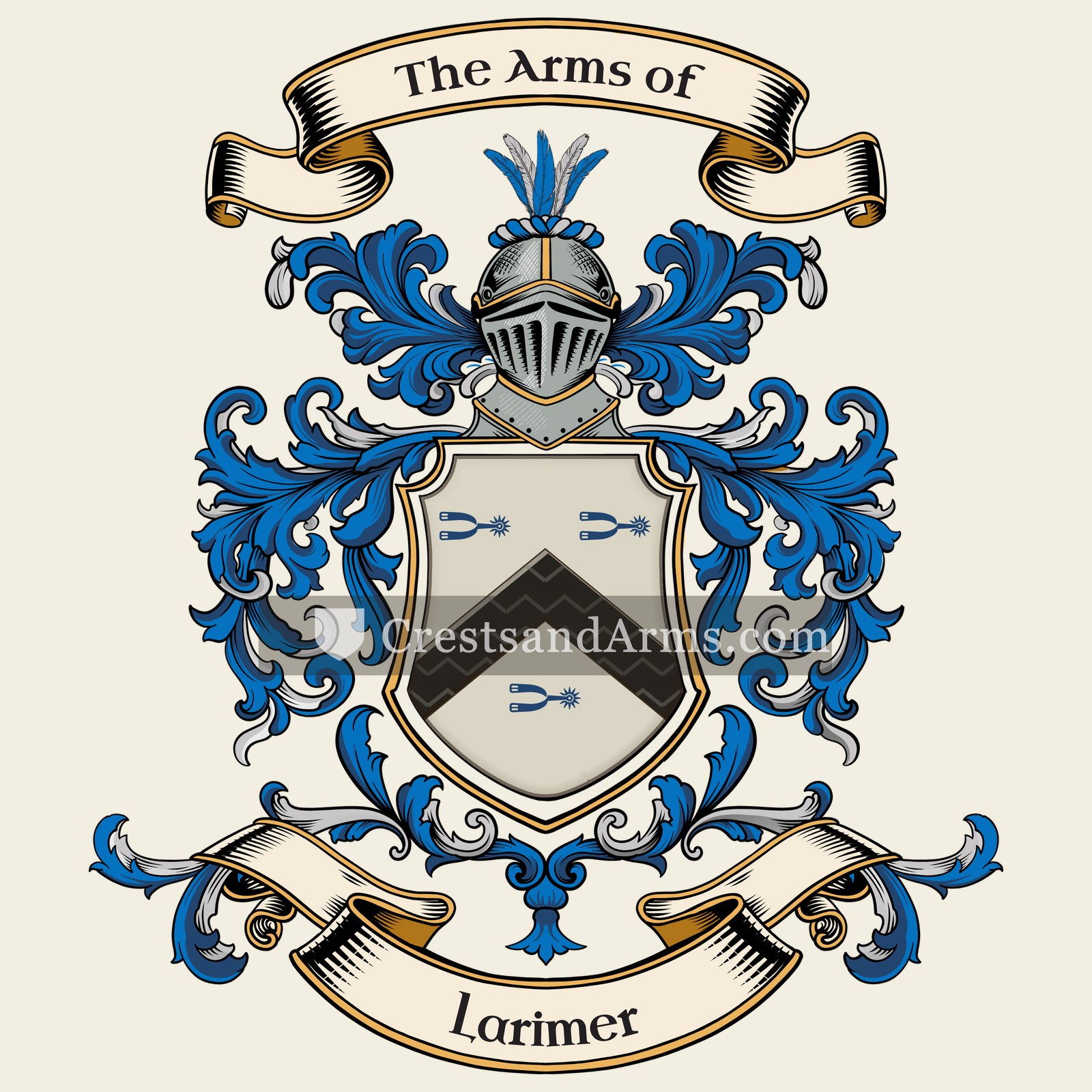 The Larimer coat of arms, drawn from the recorded blazon