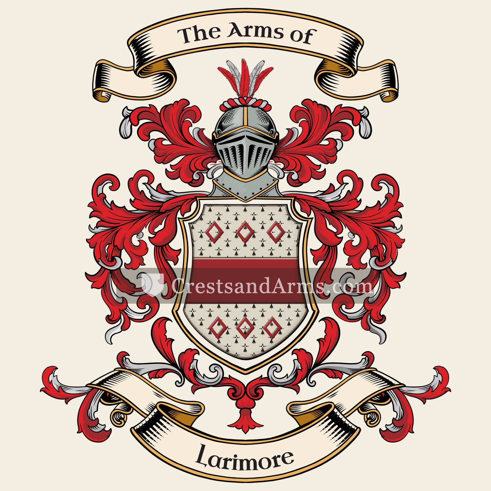 The Larimore coat of arms, drawn from the recorded blazon
