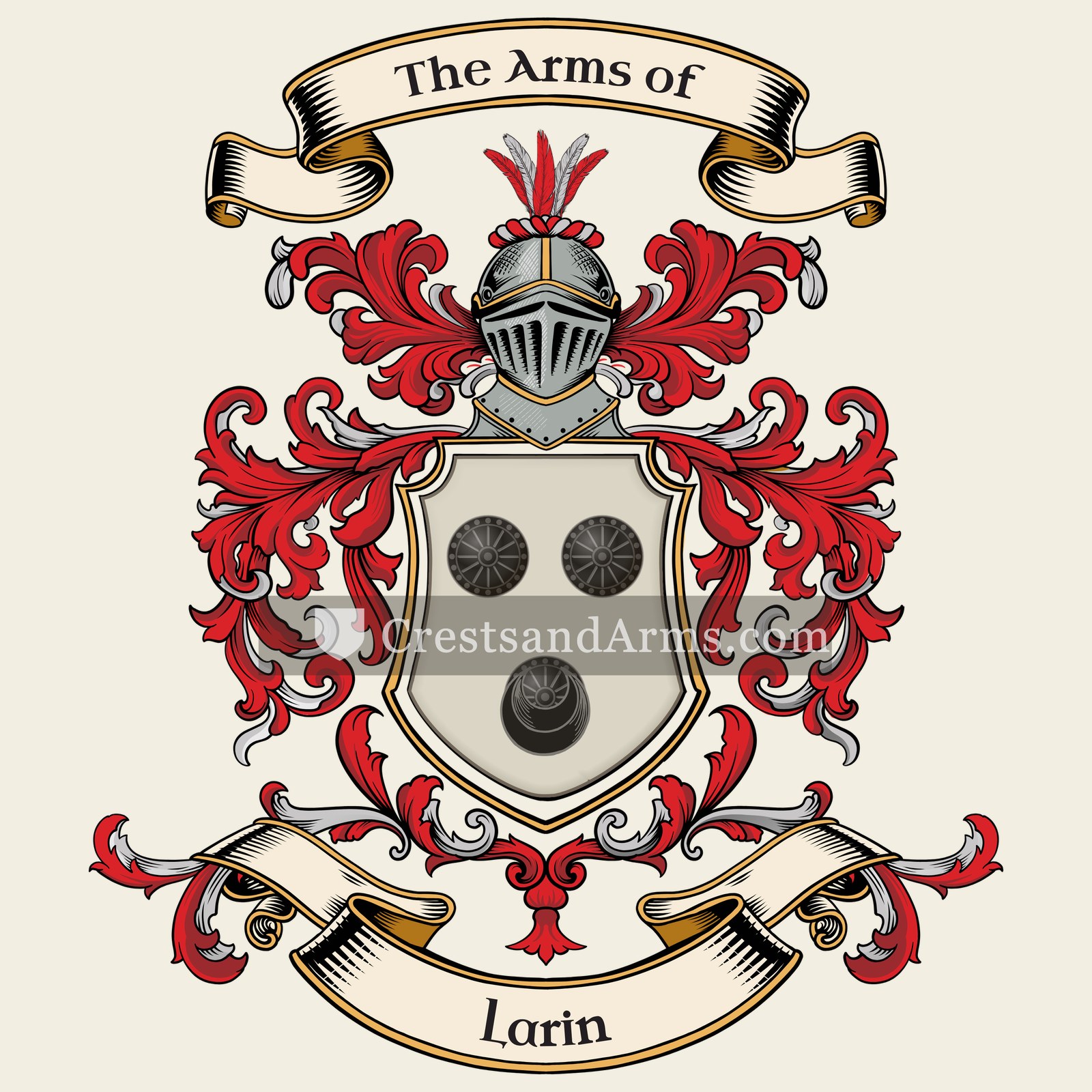 The Larin coat of arms, drawn from the recorded blazon