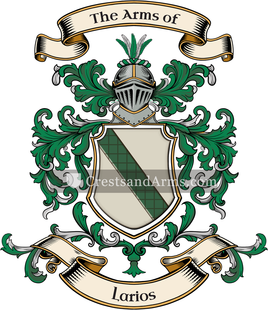 The Larios coat of arms, drawn from the recorded blazon